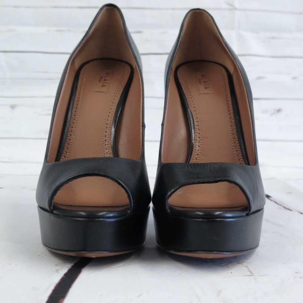 Alaia Pump Platform Peep Toe Black Leather - Picture 3 of 7